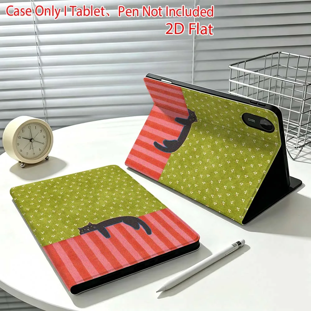 Cat stripe pattern Fashion For Xiaomi Poco Redmi Pad 8 2 4 C1 6 6S 7 7S SE 9.7 14 11 11.2 Inch Pen Tray Tablet Case