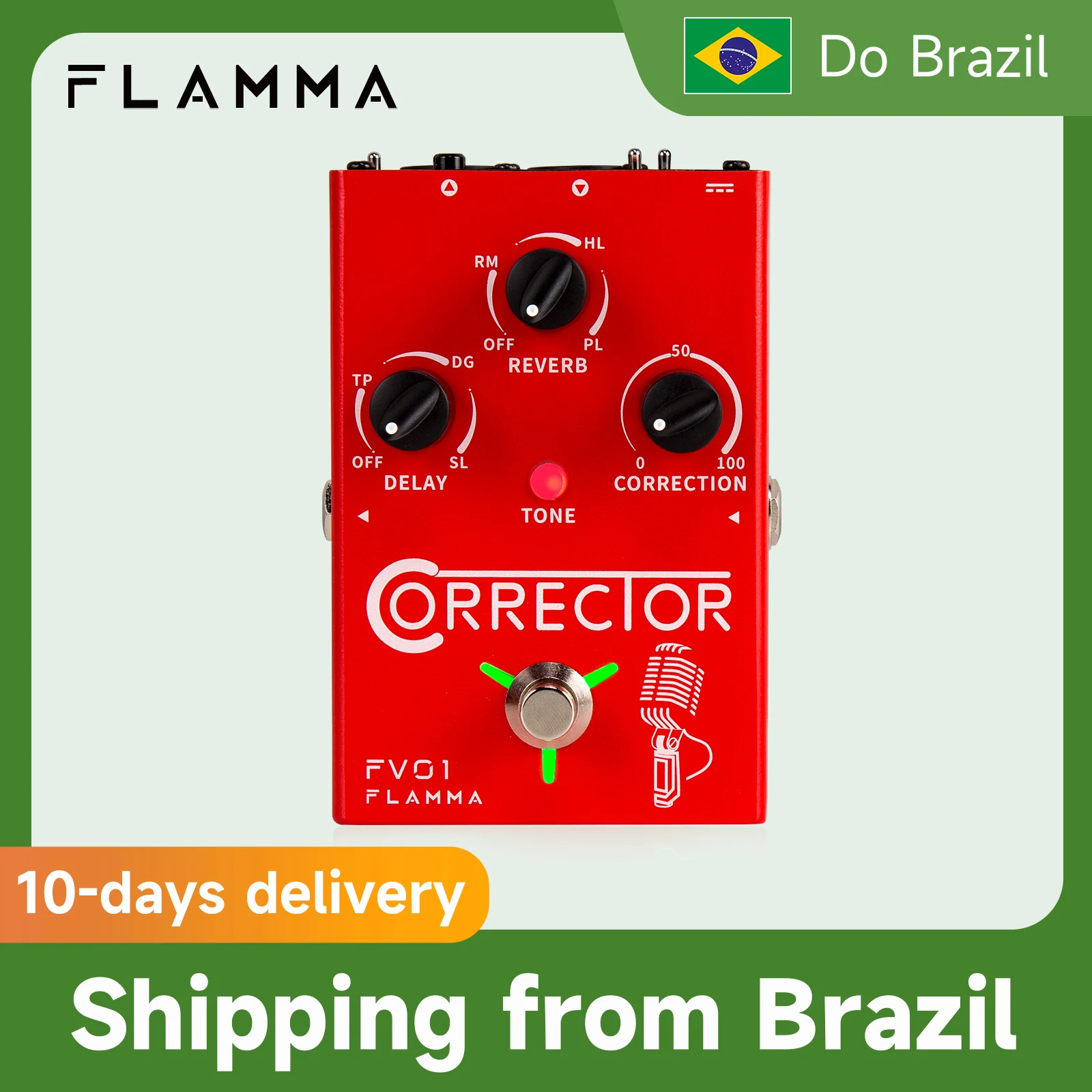 FLAMMA-FV01 Efeitos vocais Processador, correção Pitch, Delay Reverb, microfone, amplificador, Stompbox, guitarra