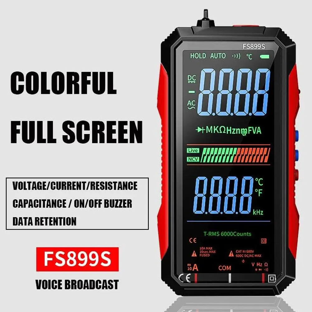 

Инновационный мультиметр NCV с USB-зарядкой FS899S, высокоточный тестер с большим ЖК-дисплеем