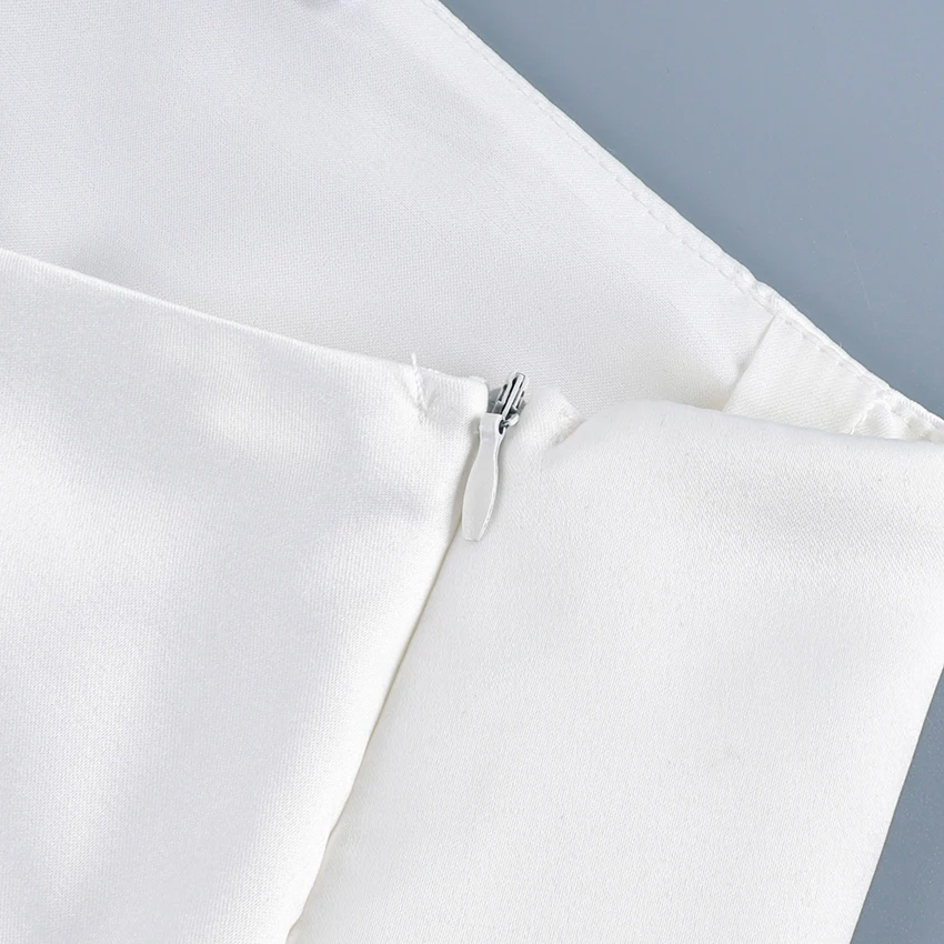 Linad Elegant Satin White Long Skirts For Woman Office Folds A Line Skirts Summer Casual Solid Ankle Length Skirt 2025 Spring