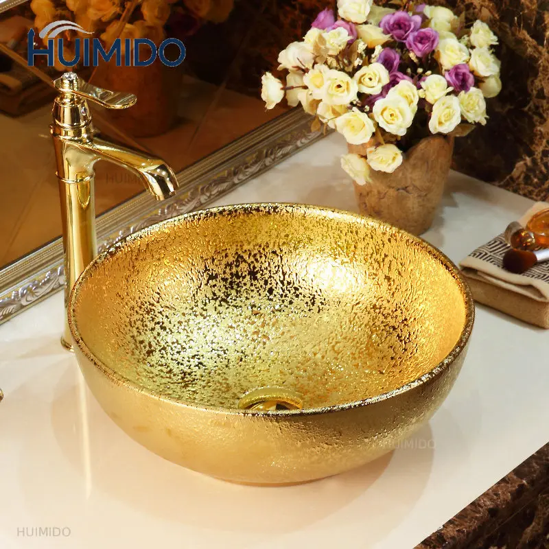 Ceramic gold countertop basin Art basin European bathroom basin Washbasin Modern personalized creative washbasin