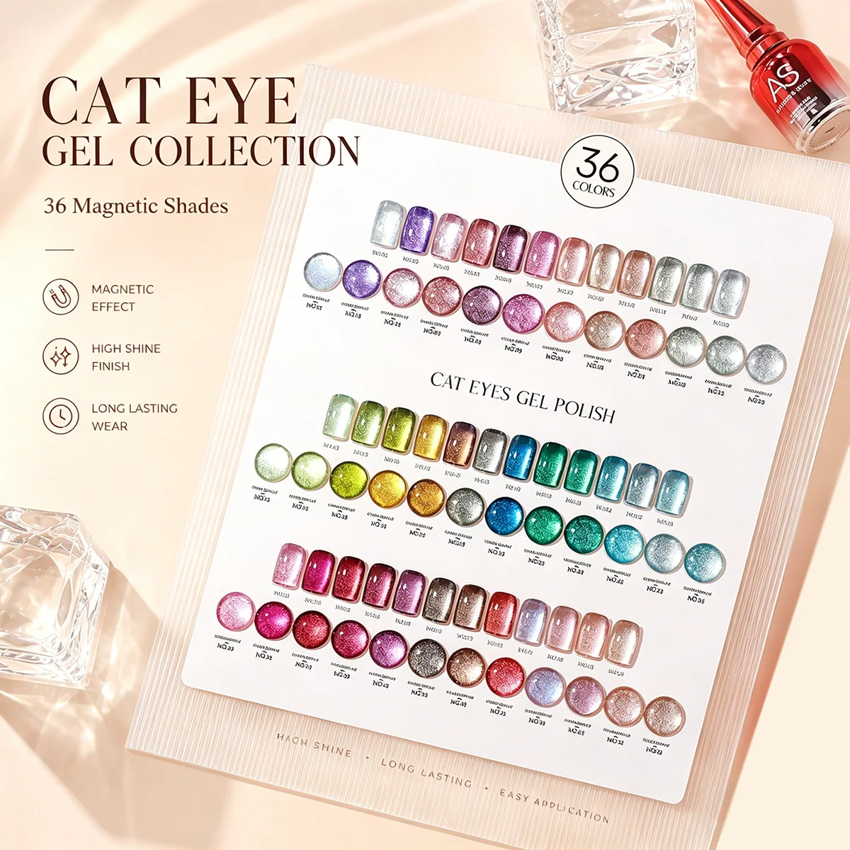 AS 36pcs 15ml Holographic Glitter Mirror Cat Eye Gel Polish Set Porcelain White Magnetic Nail Polish Soak Off UV LED Varnish Kit
