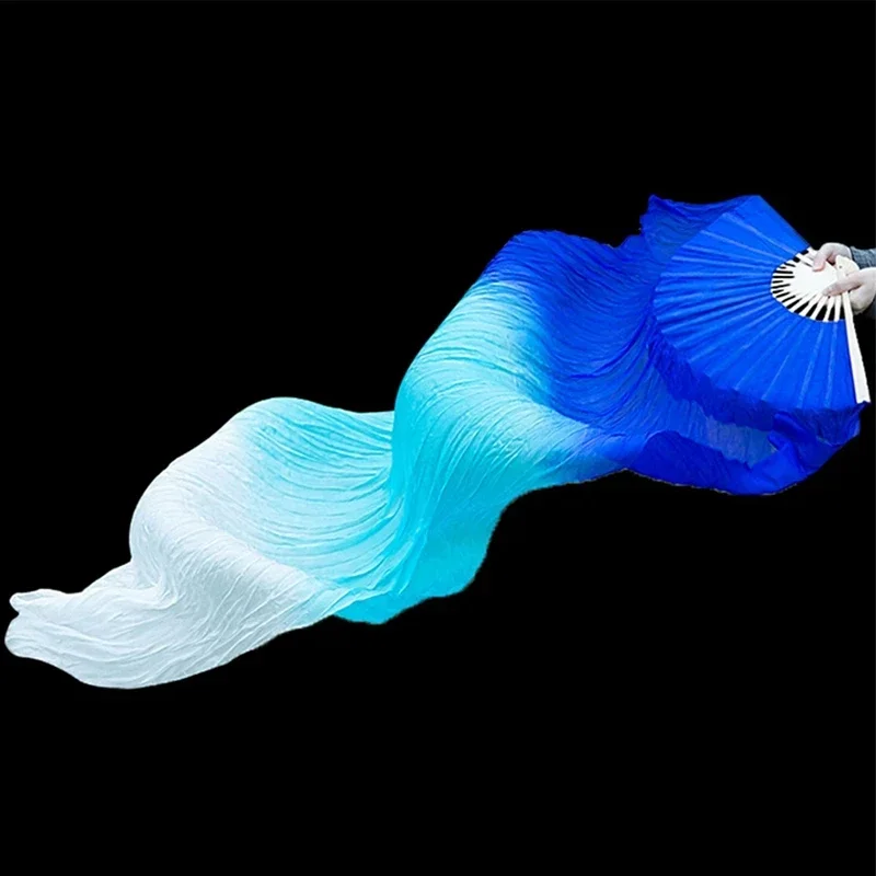 1PC 150cm Length Hot Sell Ms.Belly Dancing Fan Gradient Color Dancer Practice Long Imitation Dance Props Silk Fans