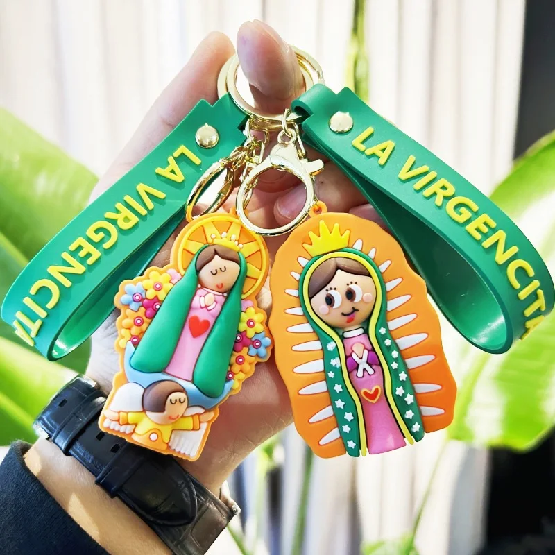 Women Car Keychain for Bags Anime La Virgencita Russia Matryoshka Doll Keyring Accessories Llaveros Key Chain Friends Wholesale