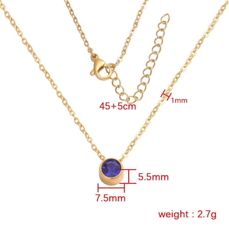 Fnixtar Stainless Steel Birthstone Necklace Woman Gold Color Luxury Pendant Necklaces 12 Month Birthday Gift Jewelry Wholesale