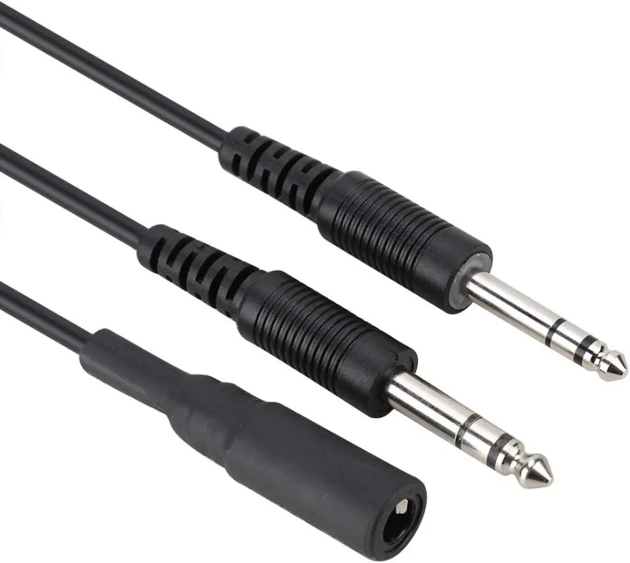 Helicopter to General Aviation Headset Adapter Cable with Dual GA Plugs, for AVCOMM, U174 (3/16" Mic Plug,1/4" Speaker Plug)