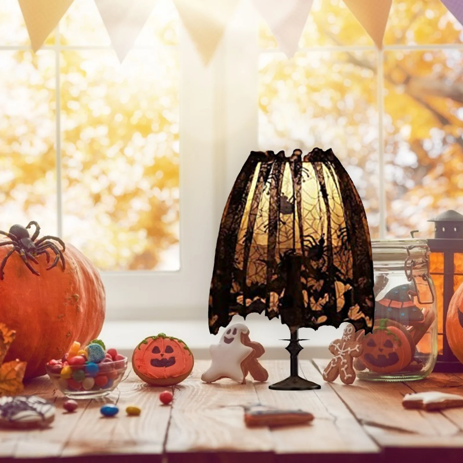 

3Pcs Halloween Lace Lamp Shade Cover Elegant Spider Shade Topper Festival Supplies Halloween Lampshade Cover