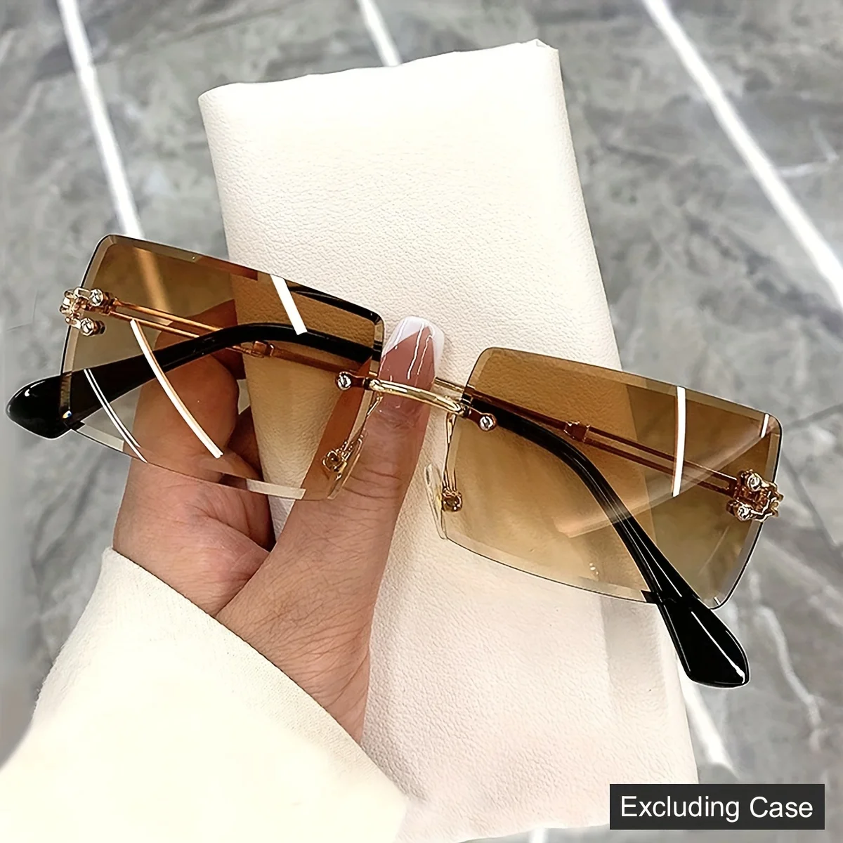 Rimless Sunglasses For Women Men Luxury Brand Vintage Sun Glasses Fashion Shades  Travel Outdoor Sunglasses