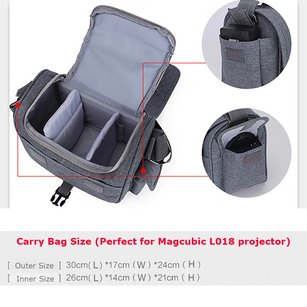 حقيبة حمل لجهاز العرض Magcubic L018 حقيبة تخزين إسفنجية سميكة مضادة للصدمات لـ L018 حقيبة حمل كاميرا EOS مماثلة لجهاز العرض