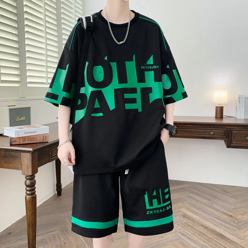 

Новый летний мужской комплект из охлаждающего шелка Ice Silk: футболка и шорты для бега и фитнеса, спортивная одежда Haome