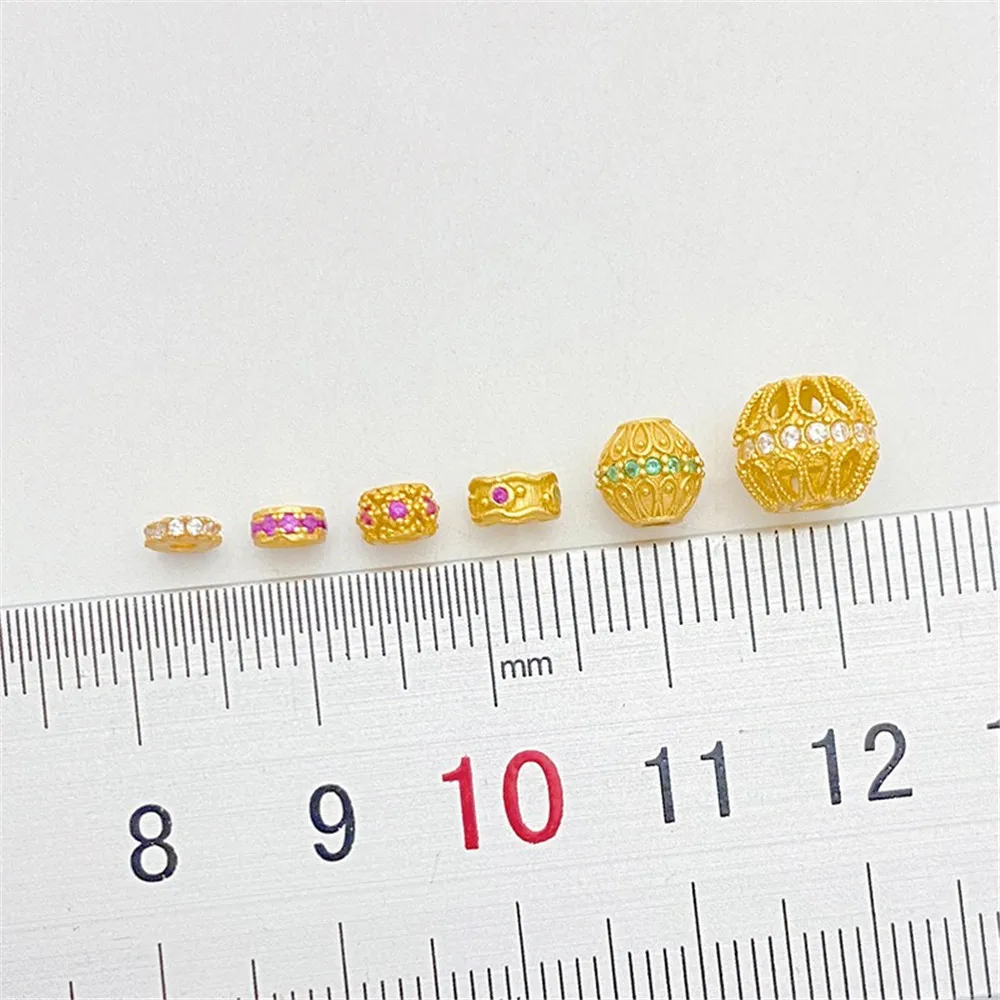 S925 Ancient Silver-plated Zircon Barrel Beads, Spacer Beads, Handmade DIY Bracelet, Necklace, Jewelry Material Accessories