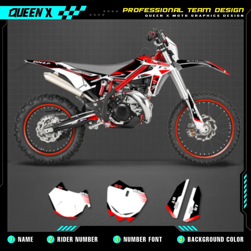 QUEEN X MOTO Motorcycle Team Graphics Decal Sticker Kit For BETA  Xtrainer 2020 2021 2022  002