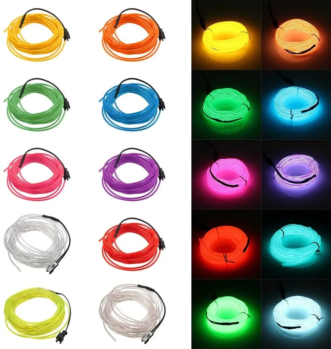 10/5/3m Multicolor Atmosphere Lighting LED Strip 5V DIY Flexible EL Cold Light Line Tube With USB Auto Decoration Ambient Lamp