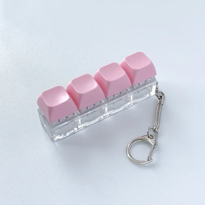 Bunter Acryl-Tastaturknopf-Schlüsselanhänger mit 4 Tasten, Tastatur-Dekompressions-Schlüsselringe als Geschenk für Erwachsene – Detail 1