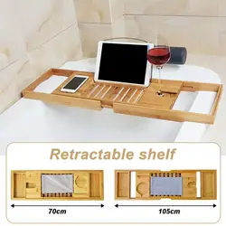 Bathtub Tray Stylish Bathtub Organizer Luxurious Bamboo Bath Tray with Wine Glass Holder Adjustable Shelf Book for Ultimate