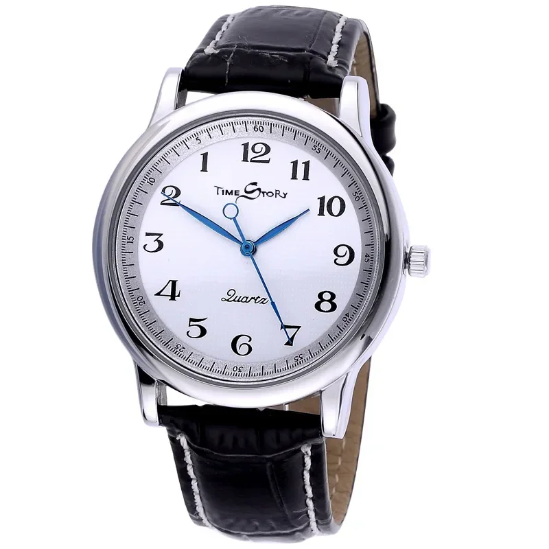 Couple's Reverse Counterclockwise Quartz Watches Oil-Pressure Pattern Dial Waterproof Genuine Leather Strap Lovers’ Wristwatches
