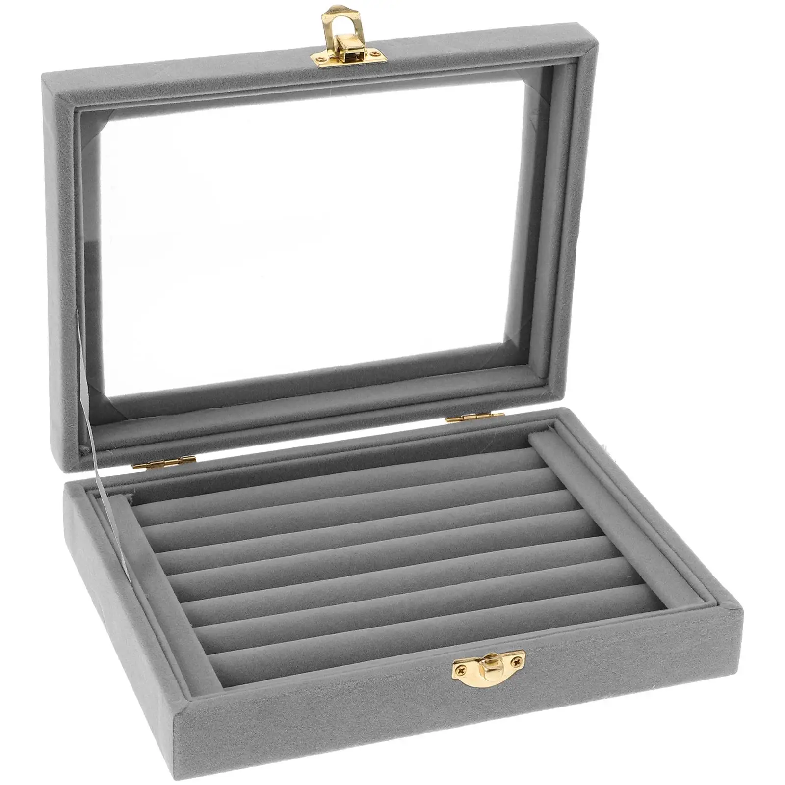 Jewelry Box Tilting Prevention Container Necklace Retail Shop Personal Use Grey