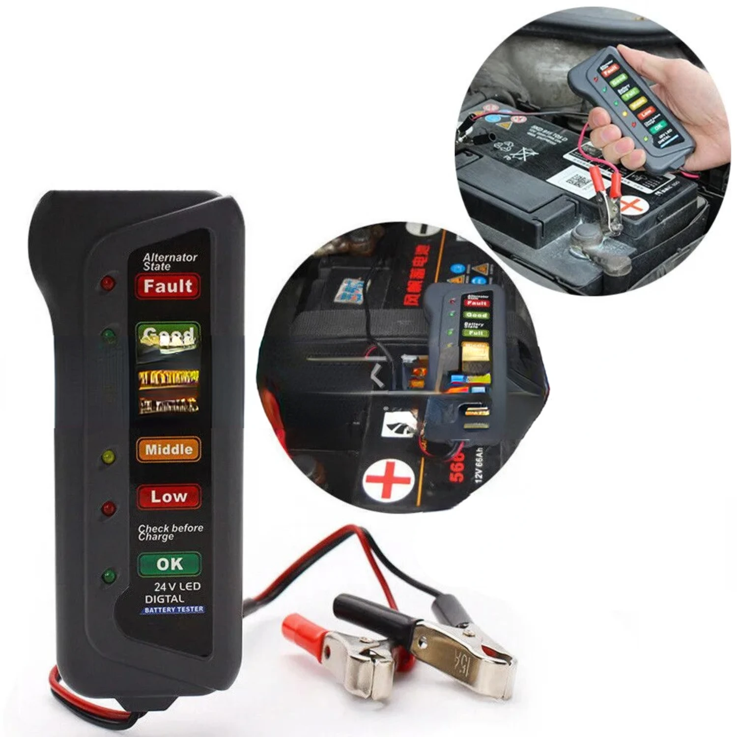 Highly Accurate and Essential 12V Battery Tester for Motorcycles and Cars - Reliable Battery Testing Tool for Precision and Assu