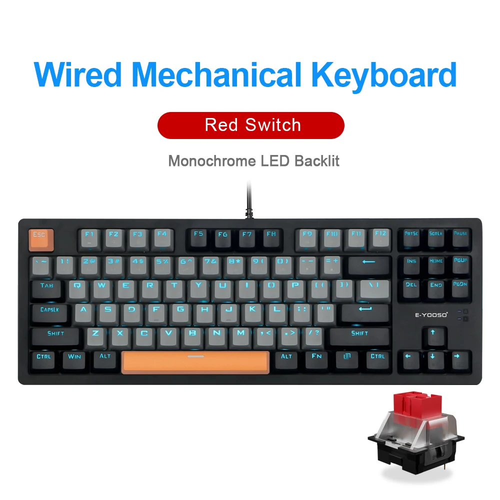 E-YOOSO K620 USB Mechanical Gaming Keyboard Wired Blue Red Switch