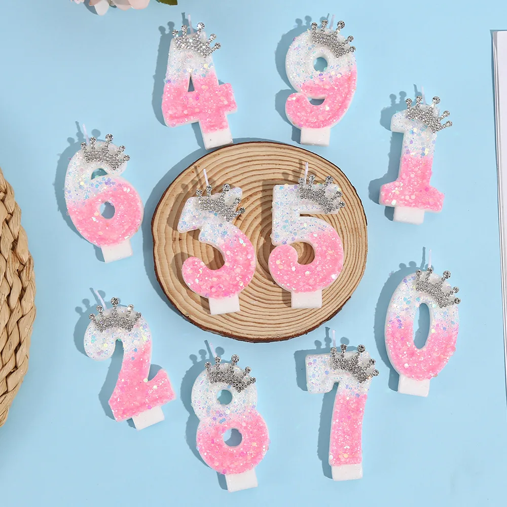 Krone Geburtstag Digitale Kerze Festliche Atmosphäre Prinzessin Stil Kuchen Kerze Super Pailletten Farbe Passende Kerze