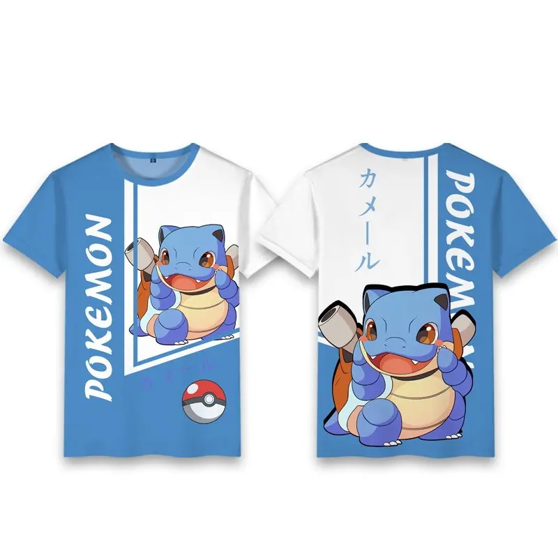 Summer New Street Trend Cartoon Printed Kirby Beast Water Arrow Turtle Creative T-shirt Adult Children Parent Child Casual Shirt
