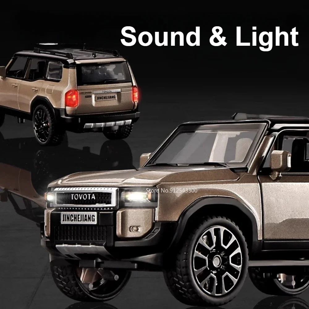 체중계 1:32 프라도 장난감 자동차 모델, 합금 다이캐스트, 6 도어 오픈 라이트 사운드, 풀 백 오프로드 SUV 모델, 어린이 크리스마스 날 선물