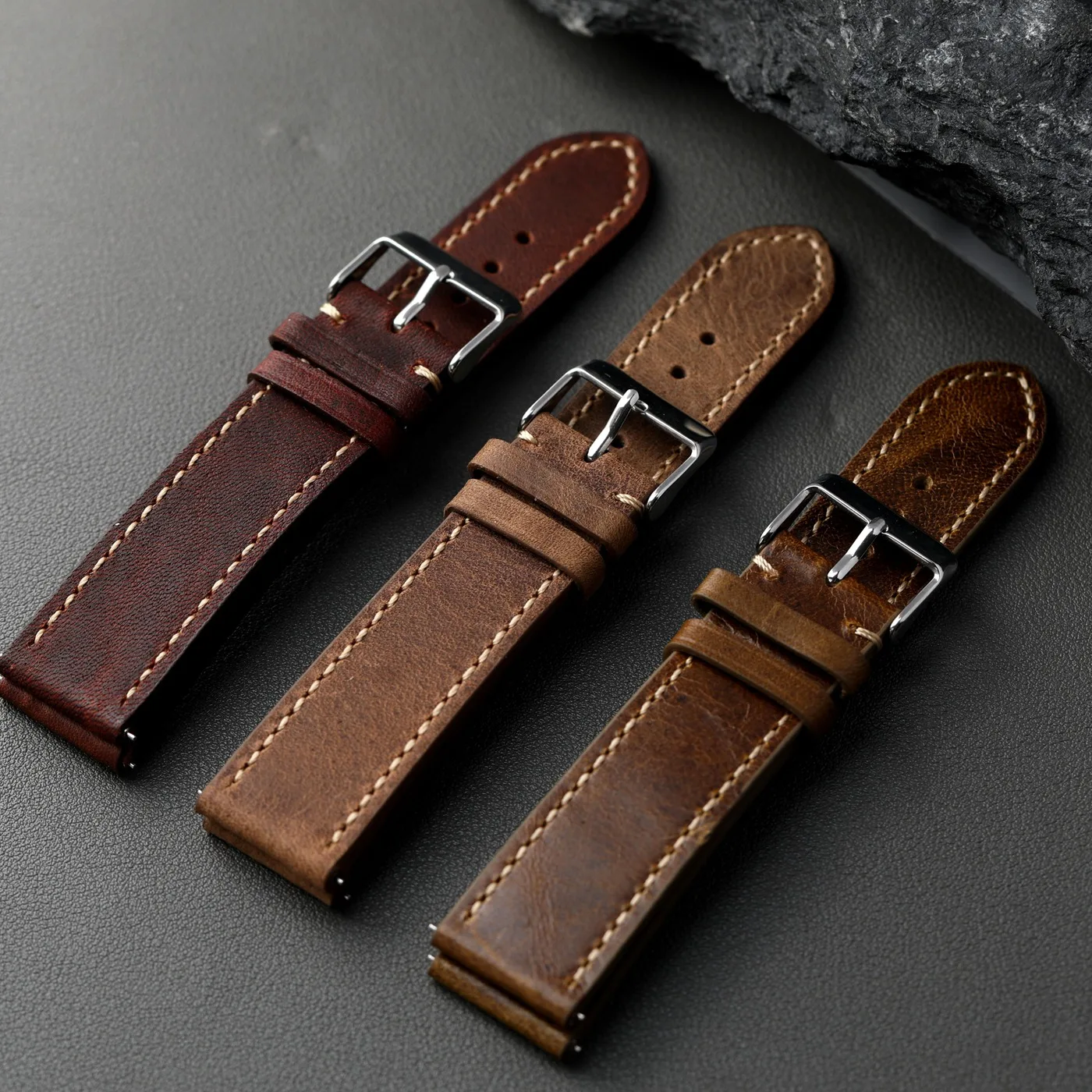 Handmade top layer cowhide strap 18 19 20 21 22MM brown retro soft genuine leather bracelet, suitable for antique straps, retro