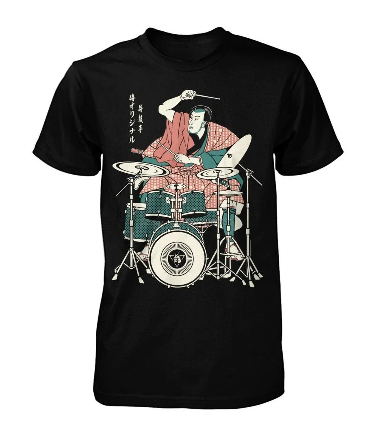 Cheavyweight Drummer Samurai Funny Black T-Shirt New Hot Sale Mens Short Sleeves Male Basic Tops Famous T Shirt Design Template