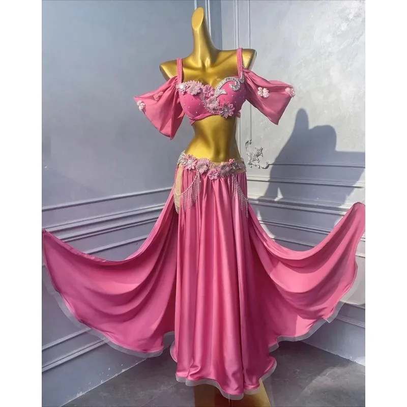 Customized Belly Dance Costumes Performance Dress Female 2025 New Set Eastern Dancewear Practice Dress Bras and Long Skirt Suit