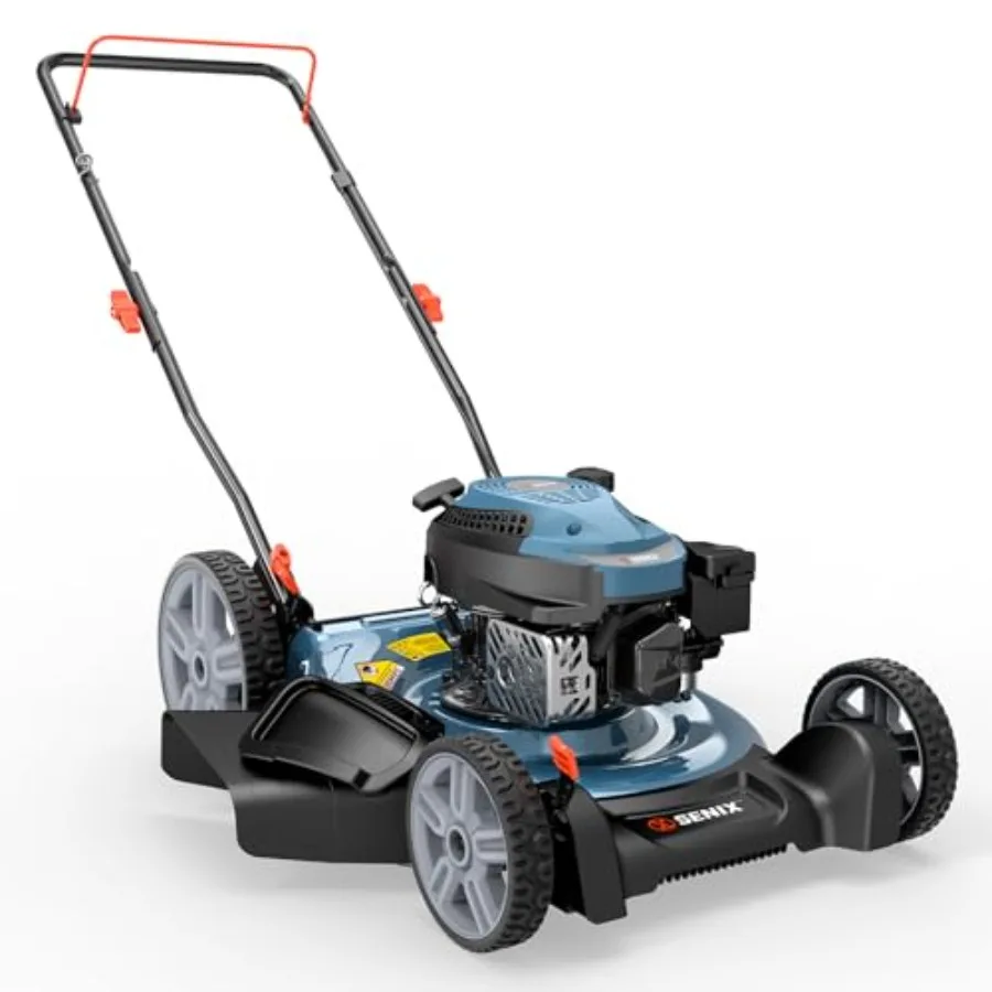 

144 cc Gas Lawn Mower 21 inch 2-in-1 Push with Mulching and Side Discharge 4-Cycle Engine 6 Position Cutting Height Adjustment
