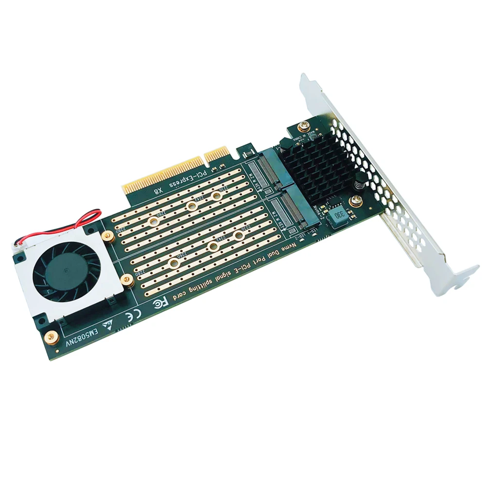 NEW PCIe To M2 Adapter Card PCIe X8 2 Port M2 NVME M Key SSD Converter M.2 PCI Express X8 Adapter VROC RAID Expansion Card Riser