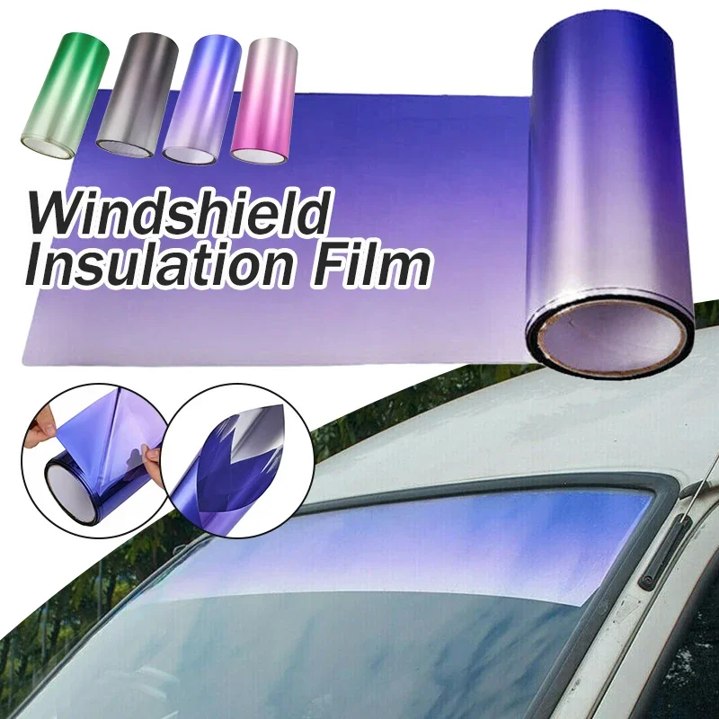 Gradient Purple/Green/Black Car Sun Visor Strip Tint Film Front Windshield Solar Protection Film UV Shade Car Accessories