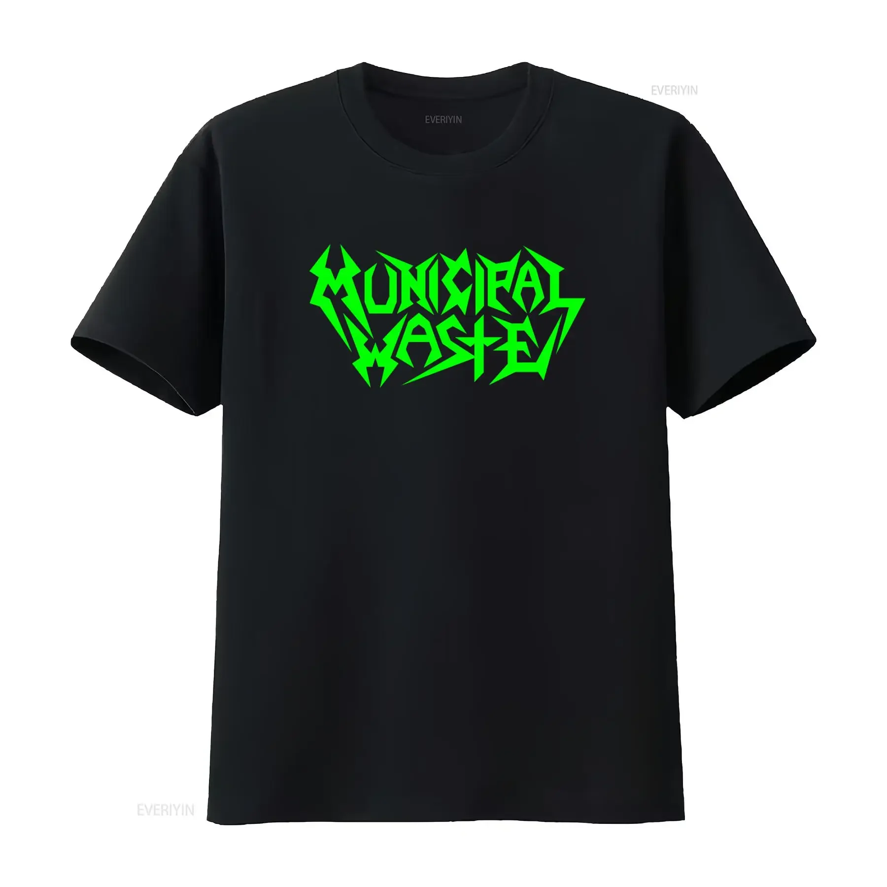 Municipal Waste Neon Green T Shirt for Men Punk Rock Style Streetwear vintage Washed streetwear fashion Casual Soft Stylish