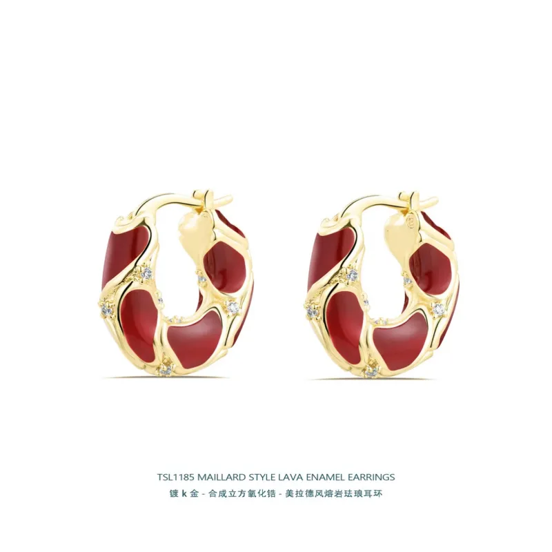 Новые винтажные эмалированные цветные металлические текстурные маленькие серьги-кольца для женщин модные позолоченные Эффектные серьги с пряжкой креативные ювелирные изделия