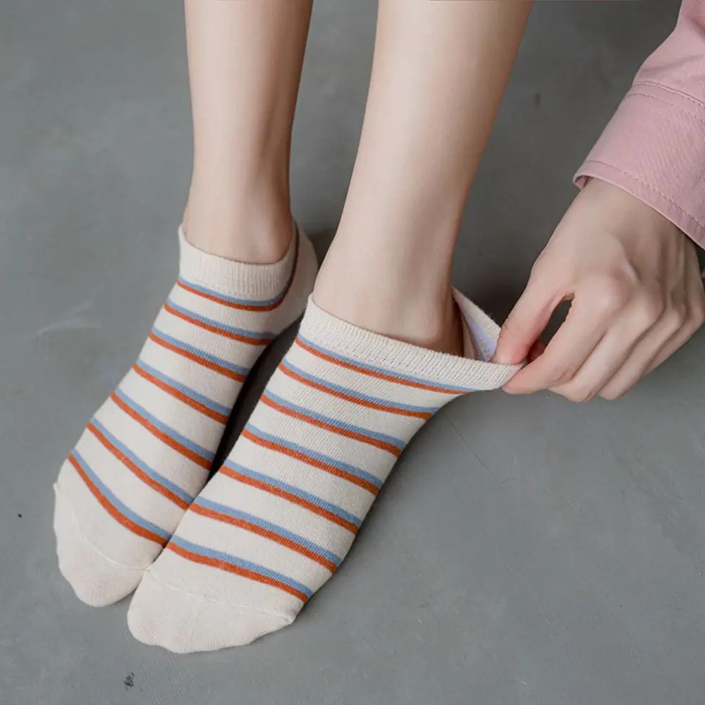 10Pairs Comfortable Grid Stripe Ankle Socks Non-slip Colorful Women Tube Socks Hosiery Thin Simple Mid-calf Socks Students