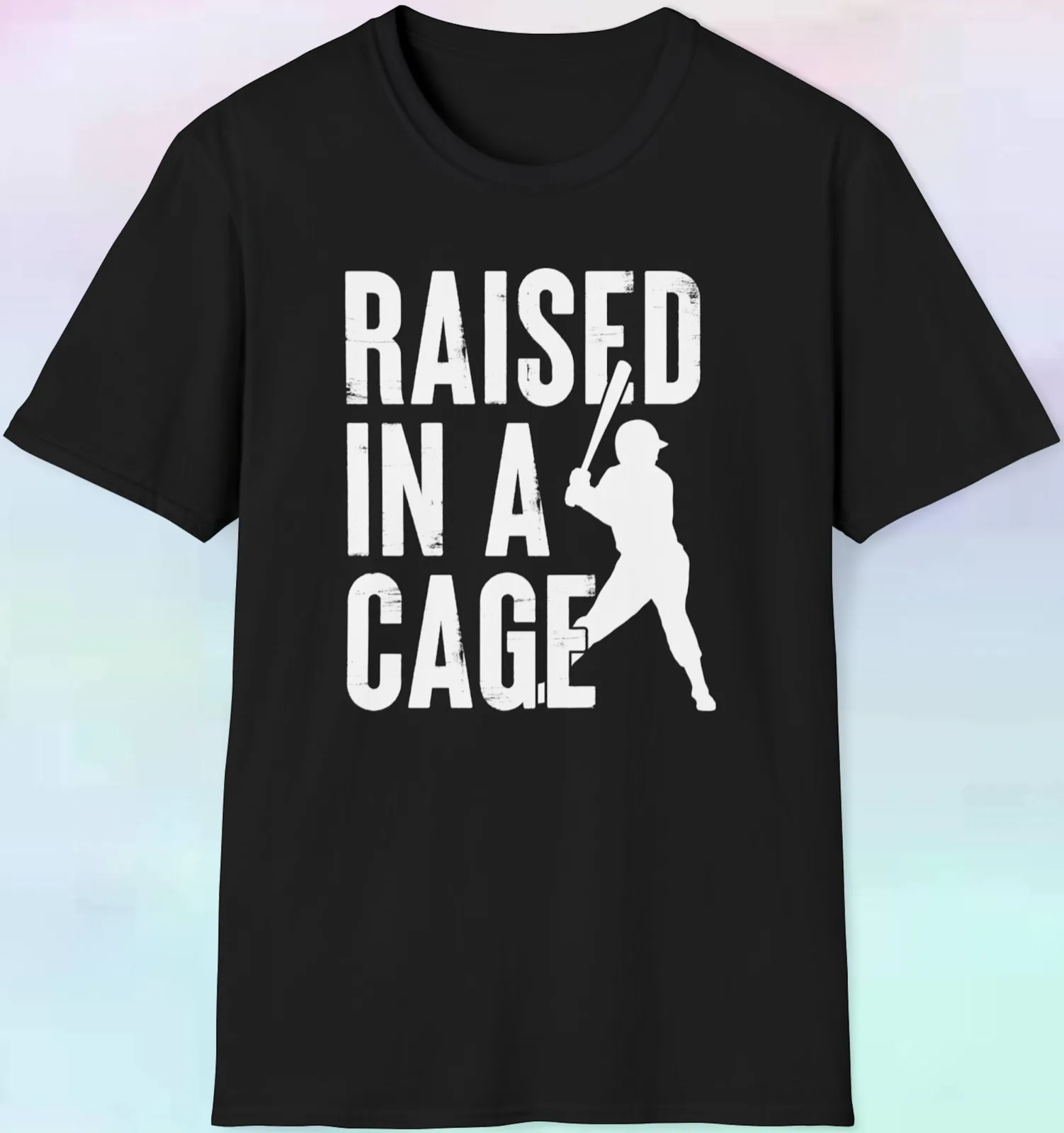 

Men's Women's Baseball Raised In A Cage T Shirt | Sports Baseball Player | S-5XL