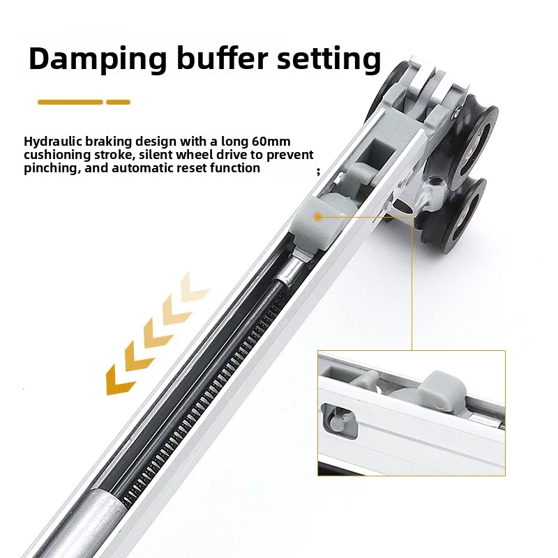 Press elastic pocket door Hanging wheel track Kitchen wooden door Aluminum frame sliding door Silent damping buffer I