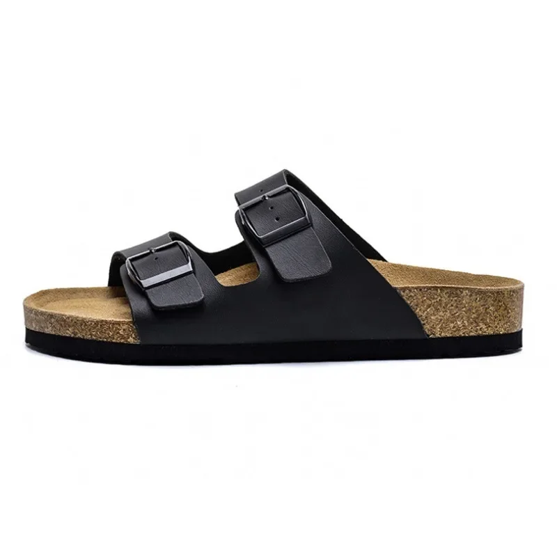 Cork Footbed Clogs Slippers for Men Outdoor Fashion Platform Sandals with Arch Support Home Shoe Leather Falts Mules Flat Sandal
