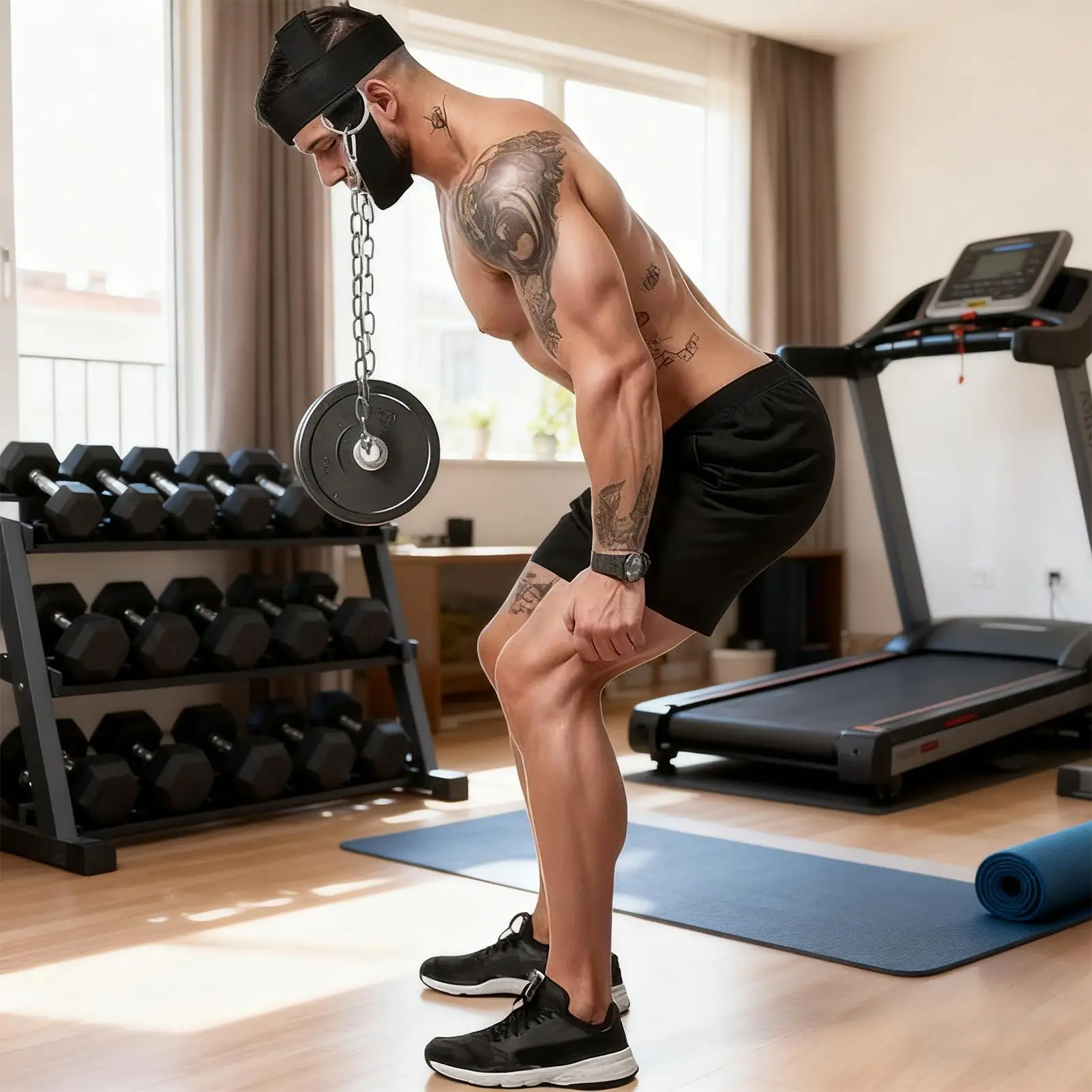 حزام الرأس الرياضي لتدريب الرقبة، حزام منشئ العضلات، جهاز تقوية الرقبة في صالة الألعاب الرياضية المنزلية، أداة مساعدة قابلة للتعديل #6