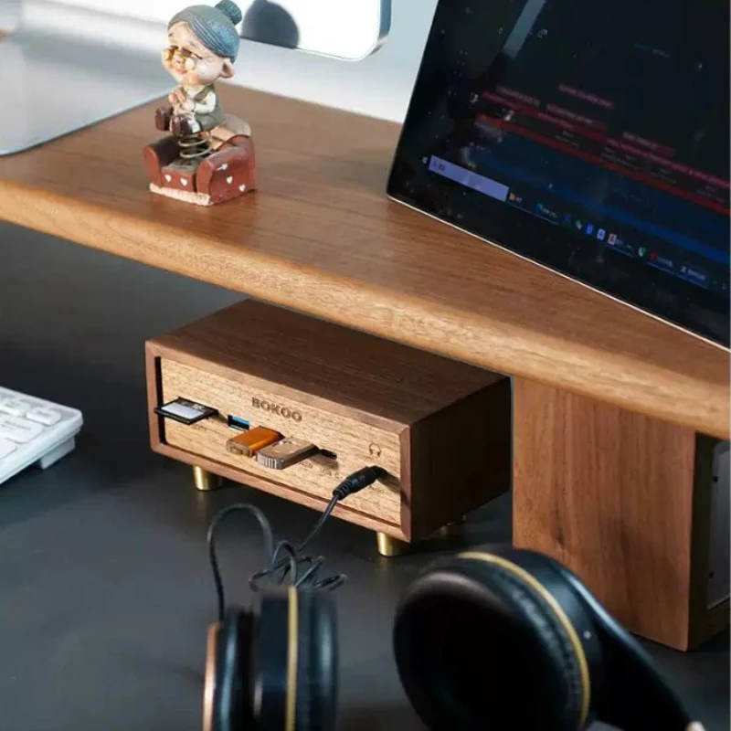 12-in-1 Multi-Port Adapter USB-Hub with Card Reader Premium Computer Dock Walnut Wood Fast Data Transfer & Charging Station