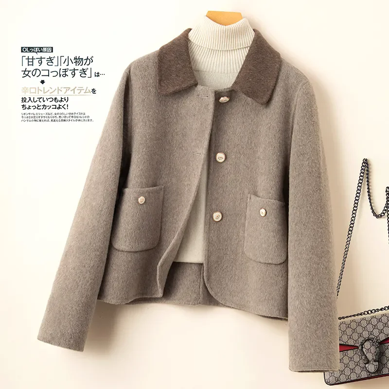 

Korean Fashion Short Woolen Coat 2025 Autumn Winter Loose Outwear Women's Jacket Long Sleeve Tops Casual Jacket Female