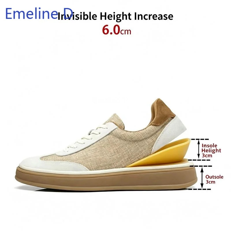 Men Casual Shoes Construction Built In Height Mixed Fabric Minimalist Silhouette Urban Walking Outdoor Daily Casual Footwear