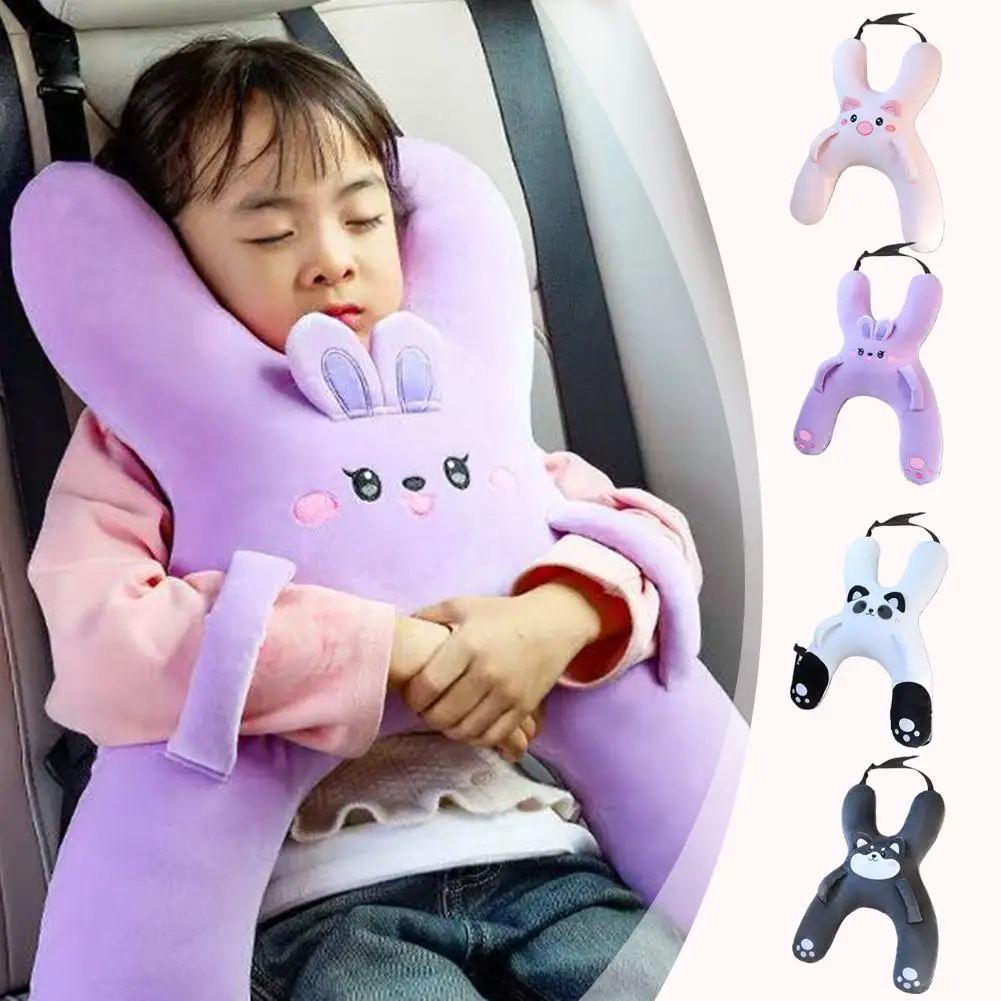 وسادة سيارة للأطفال، وسائد للرقبة الآمنة لمقعد السيارة، وسادة سفر آمنة للأطفال على شكل حرف H، نسيج صديق للبشرة