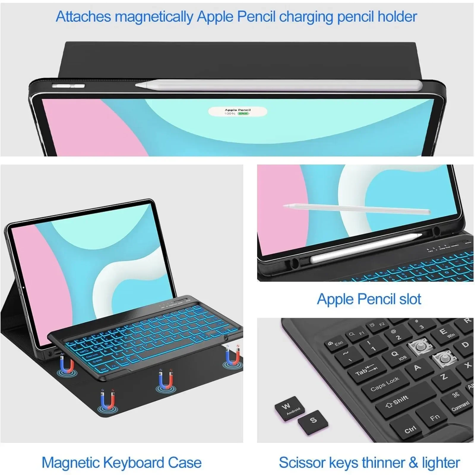 Etui z klawiaturą i myszką do tabletu Xiaomi Redmi Pad 2 10,95 cala, odłączana bezprzewodowa klawiatura z wbudowanym uchwytem na rysik