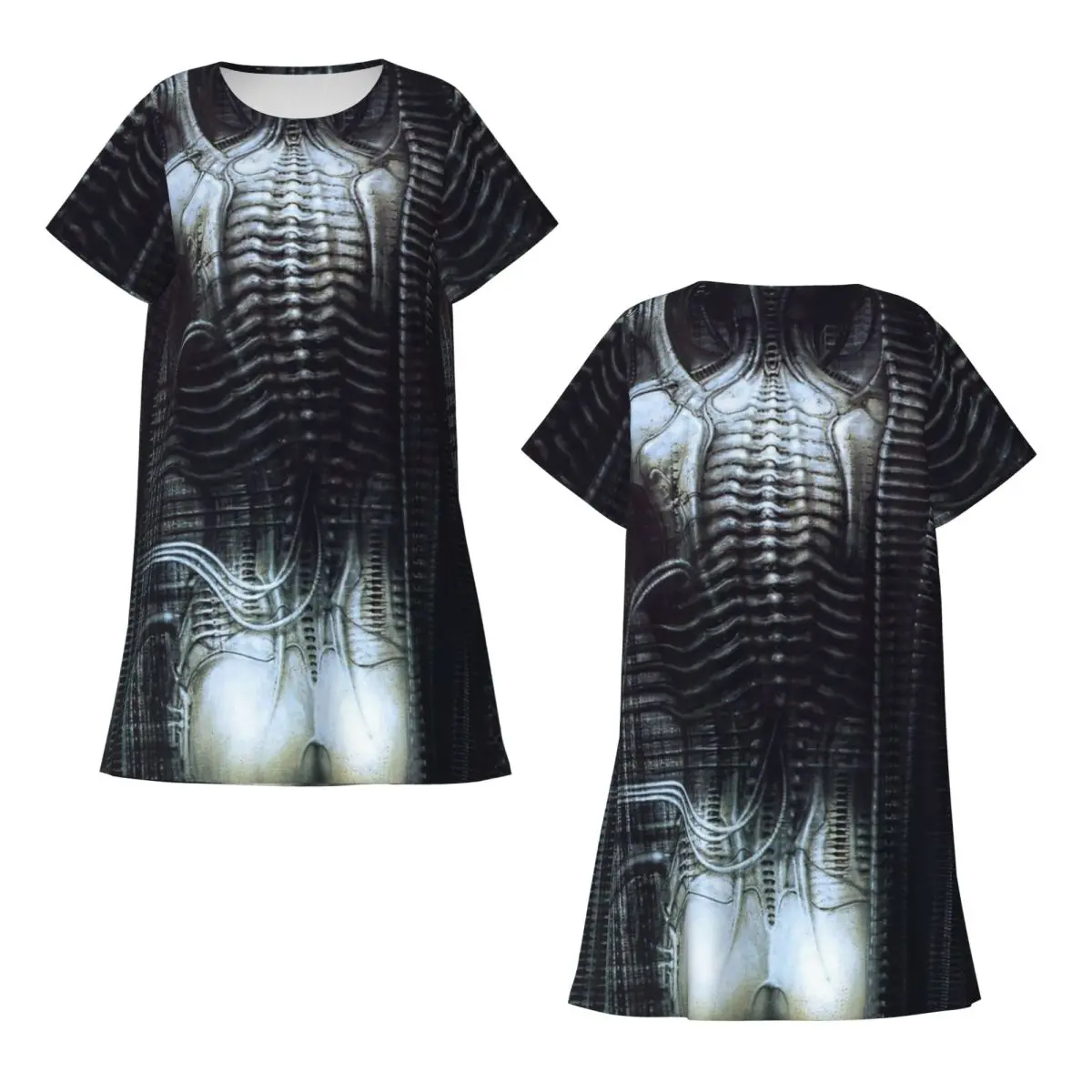 Custom New York City Vi Torso H R Giger Short Sleeves Nightdress For Sleeping Women Short Sleeve Nightgowns Soft Pajama Dress