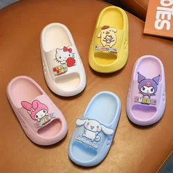 Lovely Sanrioed Children Slippers Anime Hello Kitty Cinnamoroll Platform Non-Slip Home Comfortable Kawaii Outdoor Beach Sandals