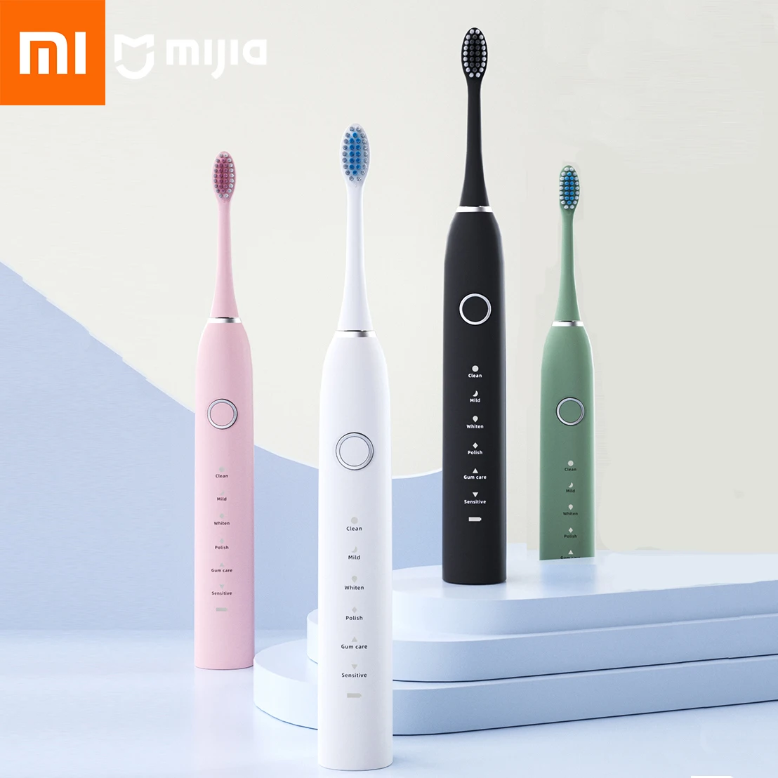 

Умная электрическая звуковая зубная щетка Xiaomi, перезаряжаемая от USB, 6 режимов, умный таймер с держателем дорожной коробки, зубная щетка для отбеливания зубов
