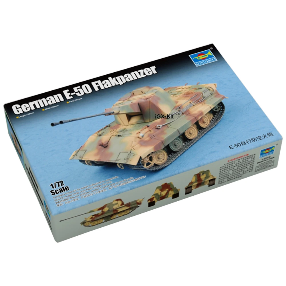 Trumpeter 07124 1/72 German E50 E-50 Flakpanzer Tank Anti Aircraft Artillery Assembly Plastic Military Toy Model Building Kit