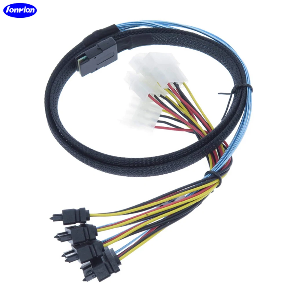 Kabel Mini SAS SFF-8087 do SFF-8482 z 4x złączami zasilania Molex do kontrolera RAID do dysku twardego, 0,5m/1,0m — zdjęcie produktu 6