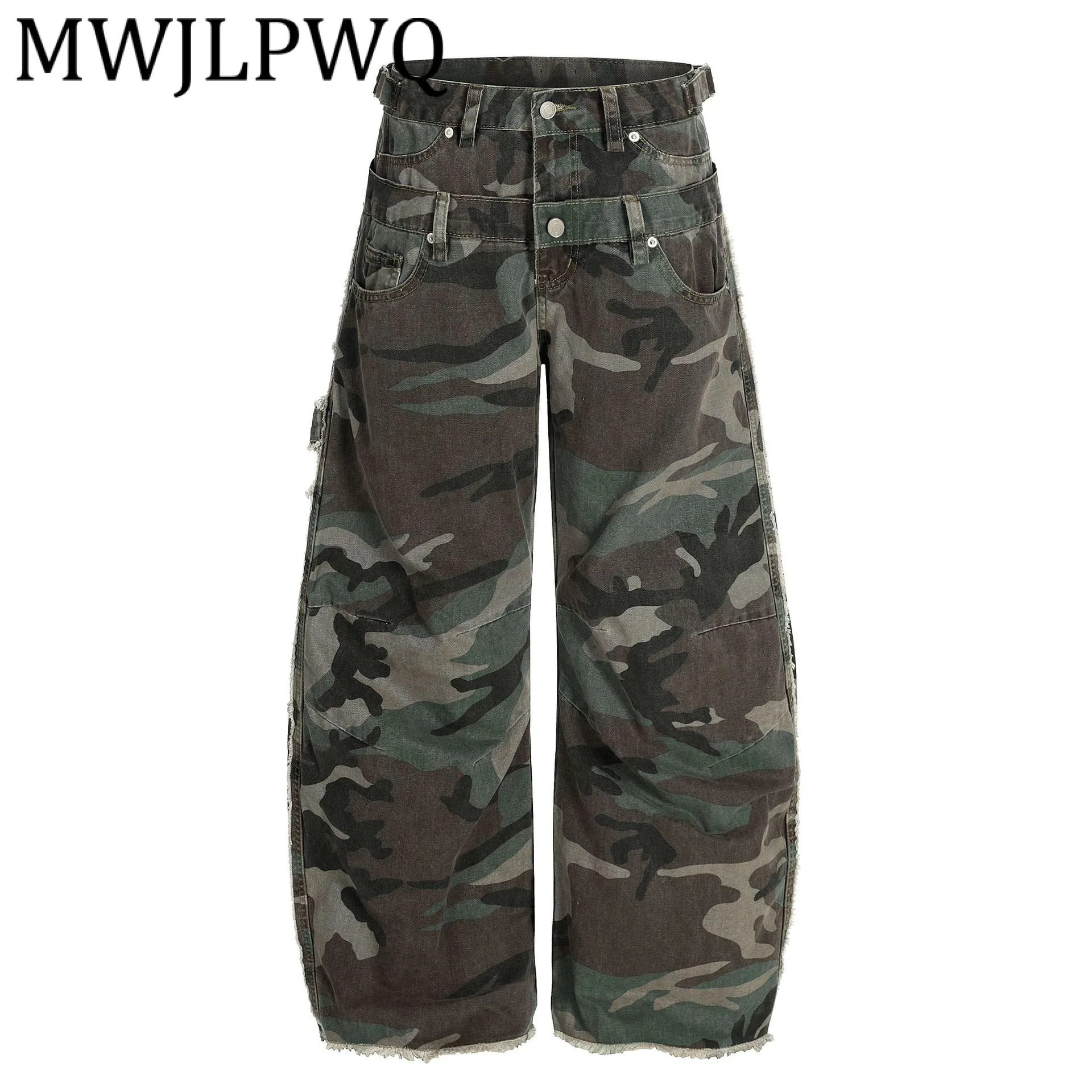 

MWJLPWQ Американский уличный камуфляжный дизайн, повседневные брюки, мужские уличные индивидуальные широкие повседневные брюки, осень 2023, 21643